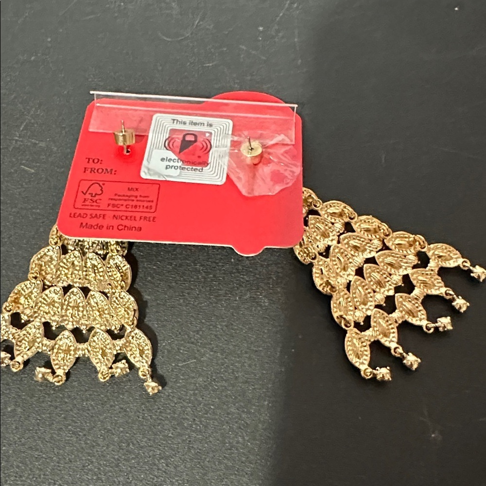 Piper K Christmas tree jeweled dangle earrings - Picture 3 of 3